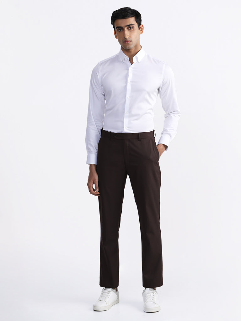 Buy WES Formals by Westside Light Khaki Slim-Fit Trousers for Online @ Tata  CLiQ
